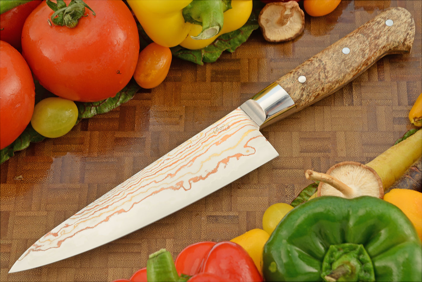 Chef's Knife (Gyuto) with Mango Burl (6.8 in) - Stainless Yu-Shoku