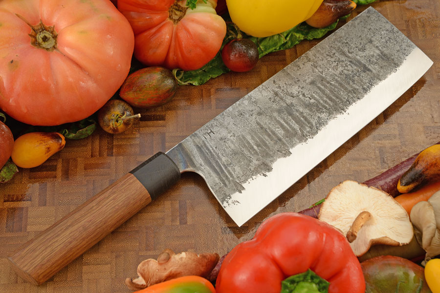 Forged Vegetable Cleaver with Elm and Ancient Bog Oak