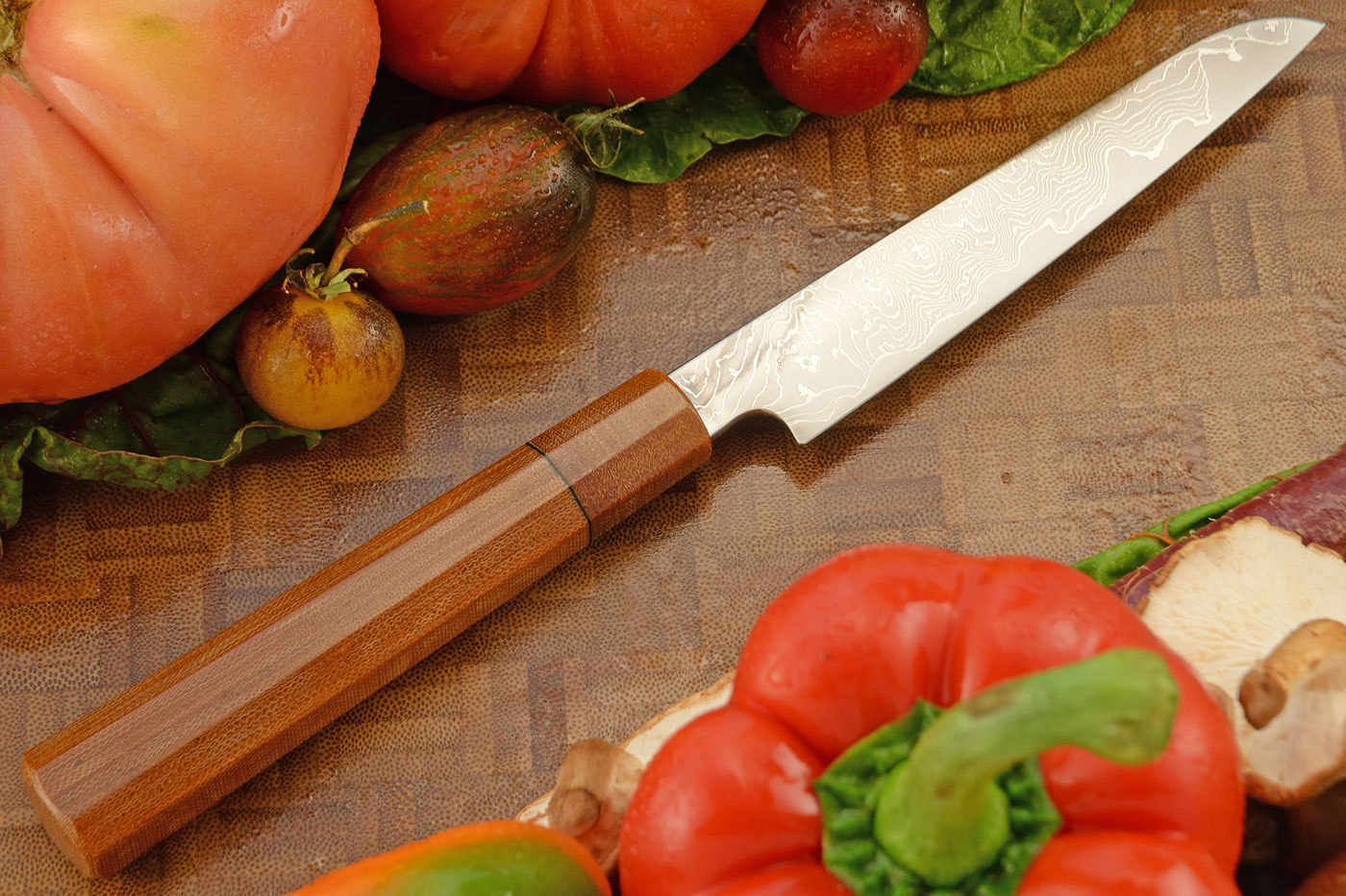 Damascus San Mai Utility Knife (4-1/2 in.) with Tufnol