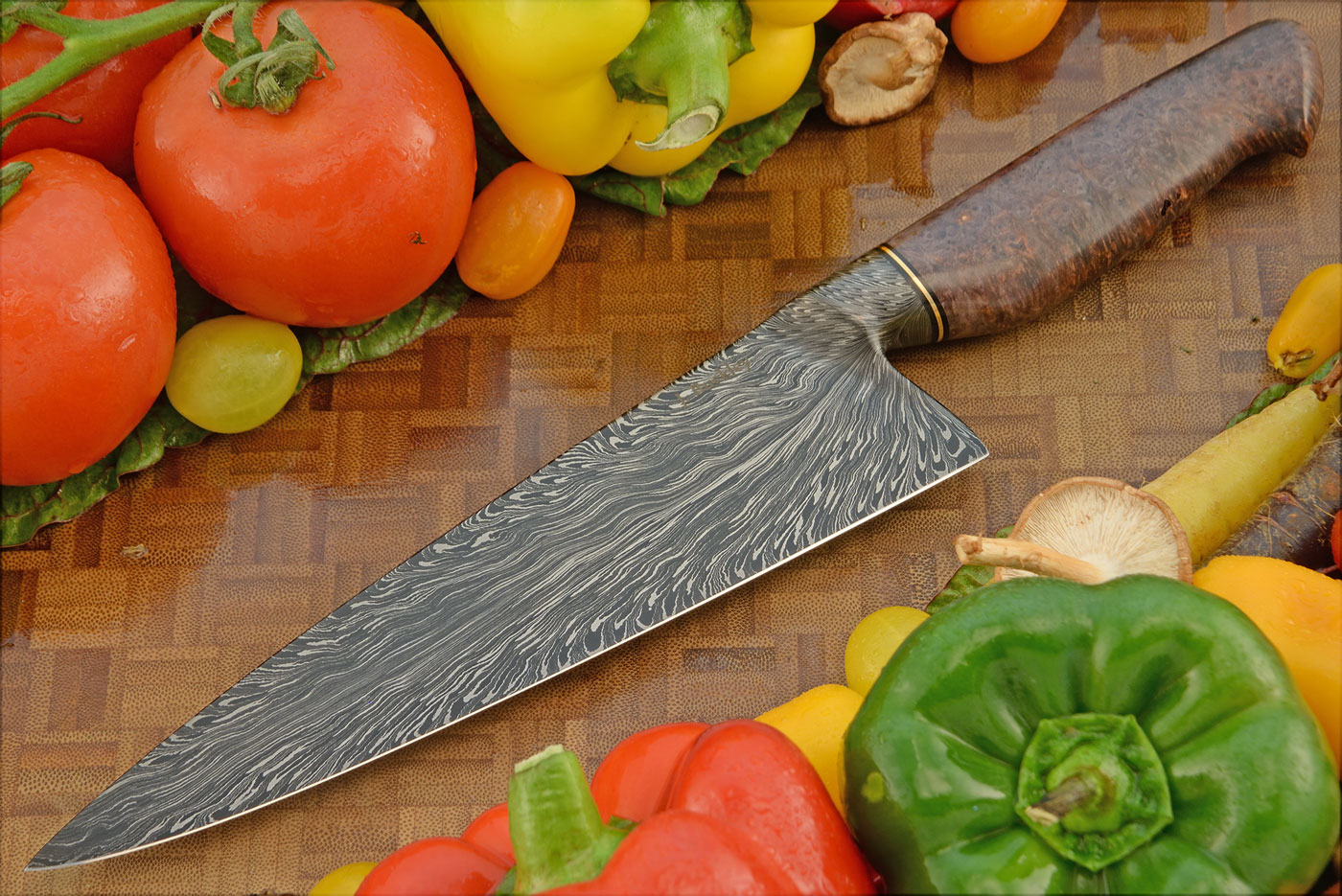 Integral Damascus Chef's Knife (8-1/4 in.) with Box Elder