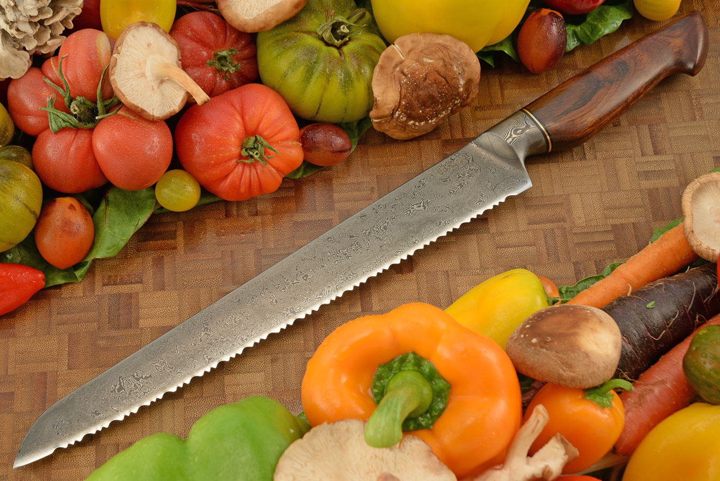Integral Damascus Bread Knife (10-2/3 in.) with Ironwood