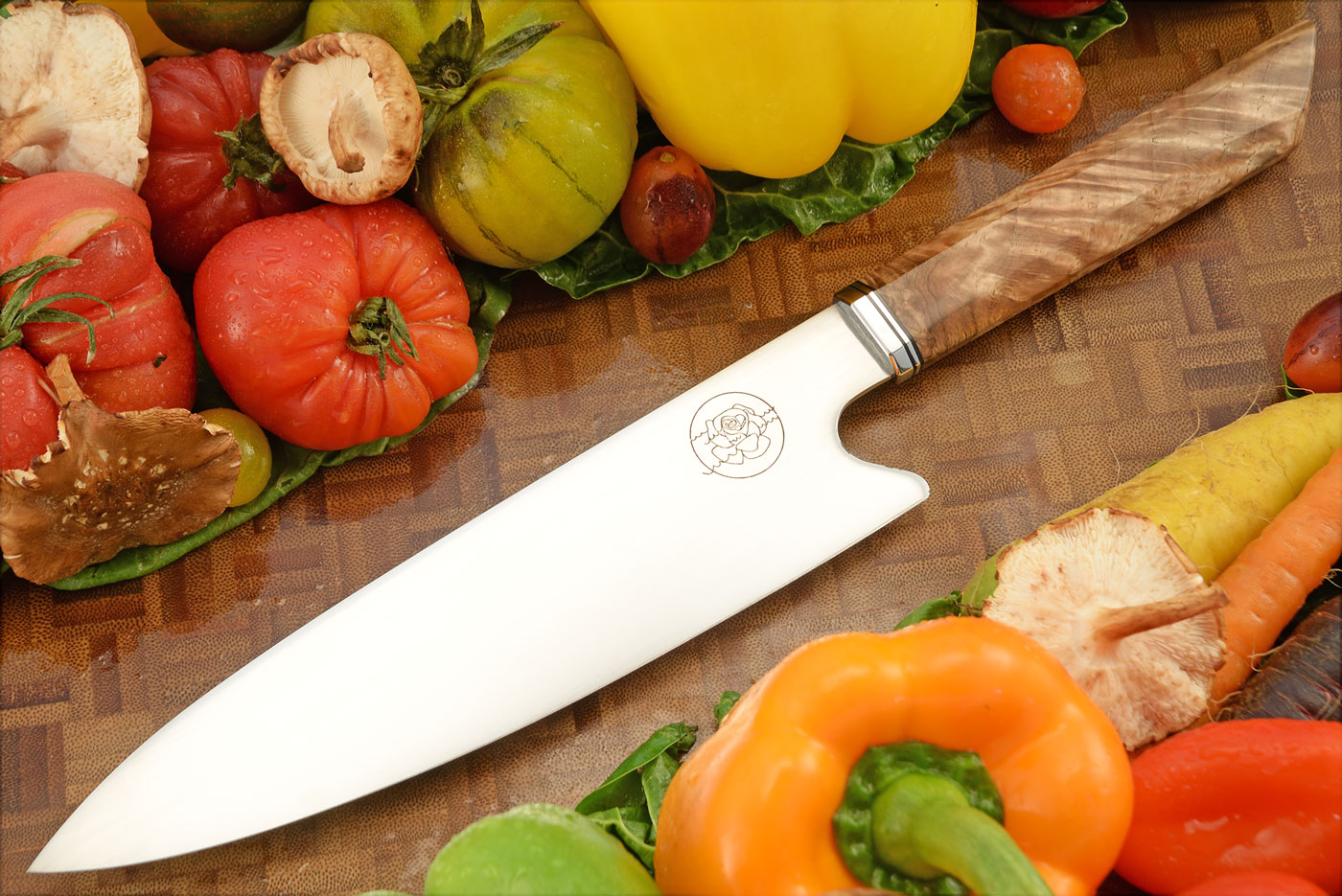 Chef's Knife (8 in.) with Red Oak Burl - AEB-L