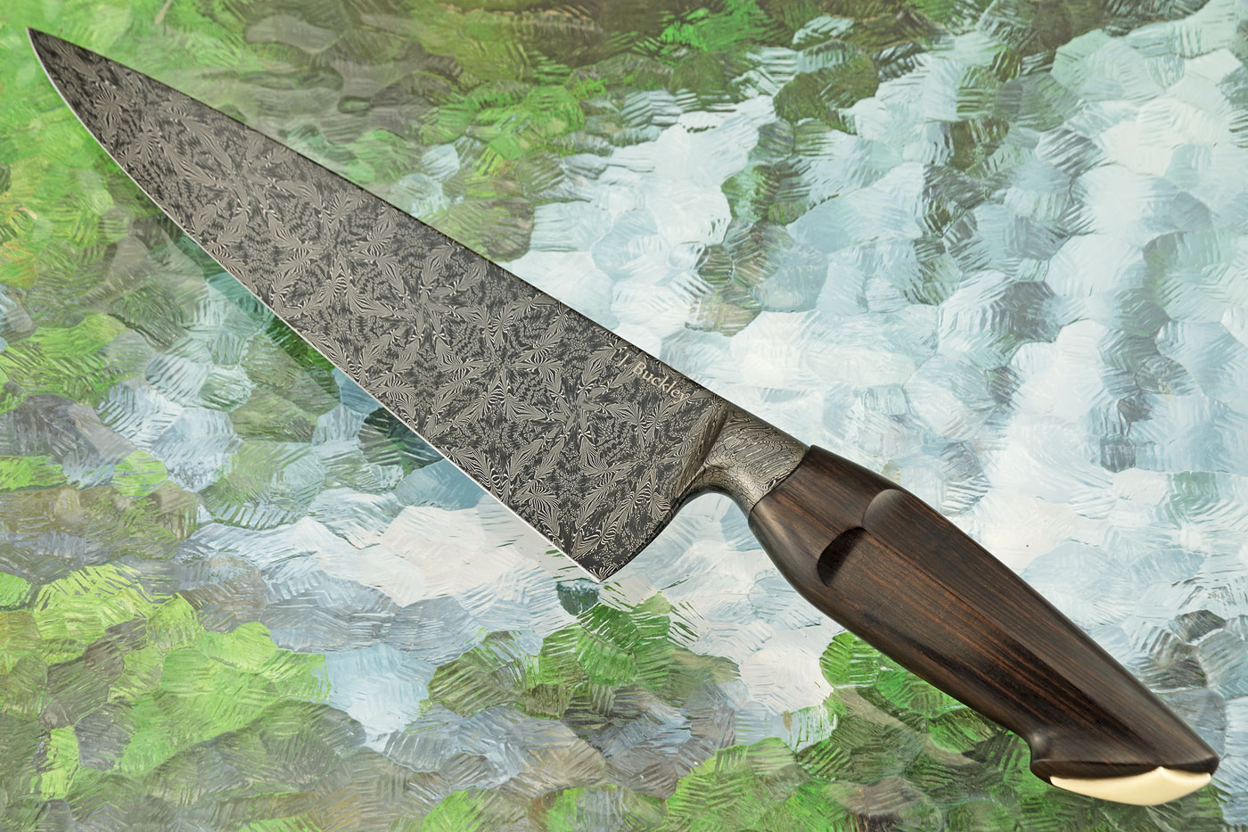 Integral Mosaic Damascus Chef's Knife (9 in.) with African Blackwood and Mammoth Ivory