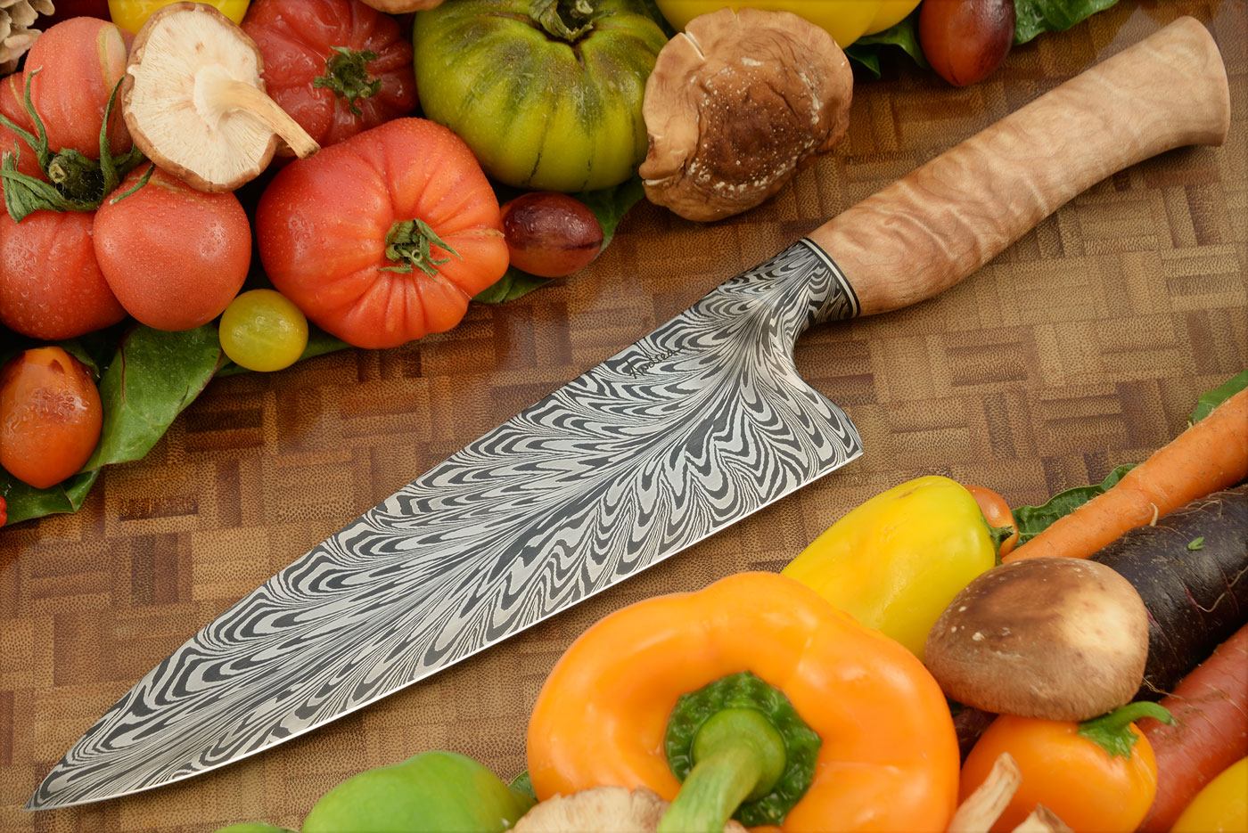 Integral Feather Damsacus Chef's Knife (8-1/2 in.) with Bigleaf Maple