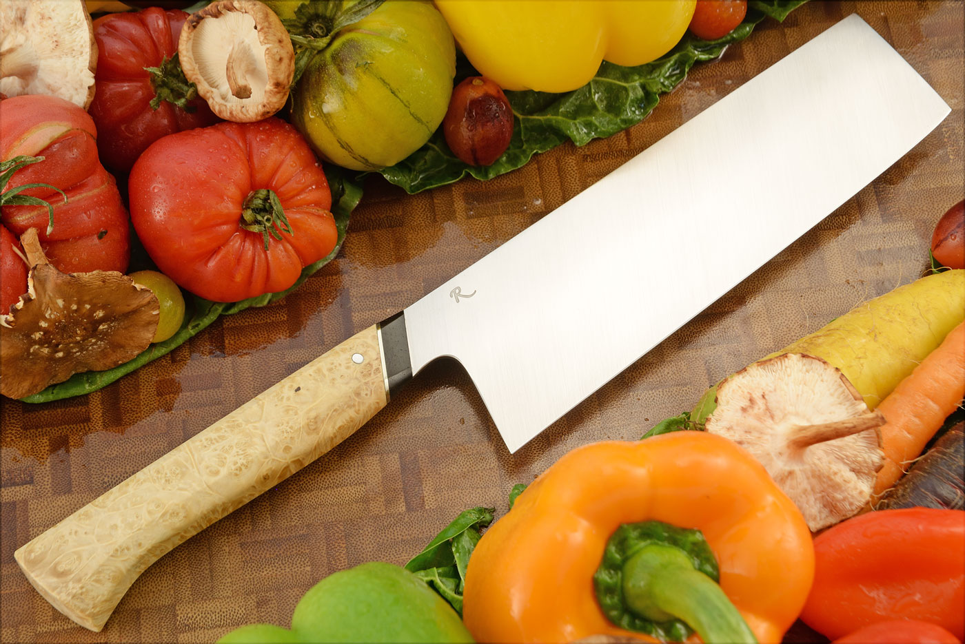 Nakiri (7 in.) with Box Elder Burl and African Blackwood - 26C3