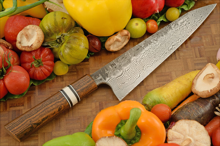 Damascus Chef's Knife - Kiritsuke (8.8 in.) with Bocote