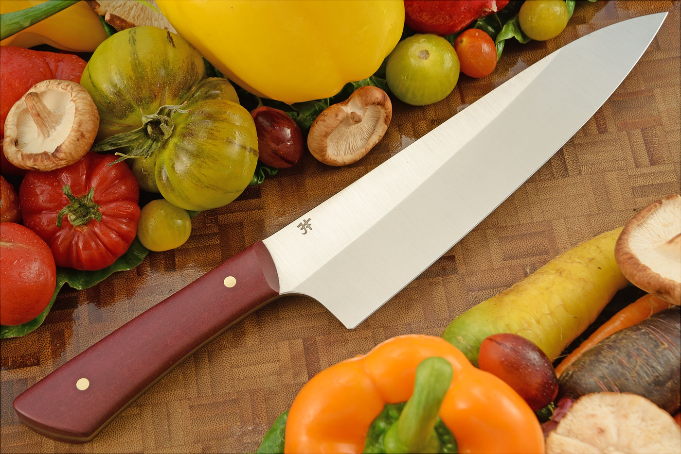 Chef's Knife with Maroon Richlite (8 in)