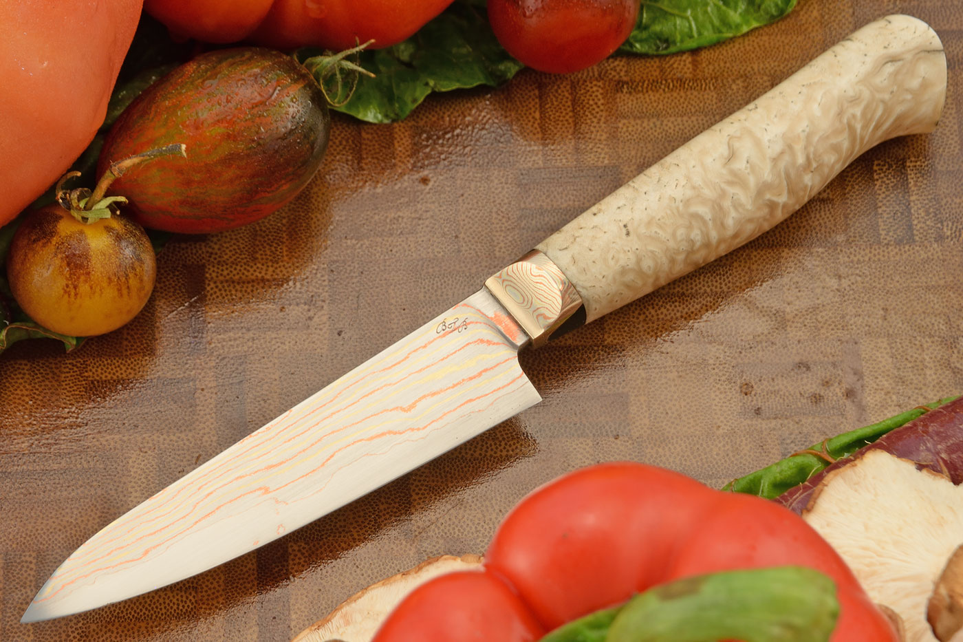 Paring Knife (4 in.) with Muskox and Mokume - Yu-Shoku