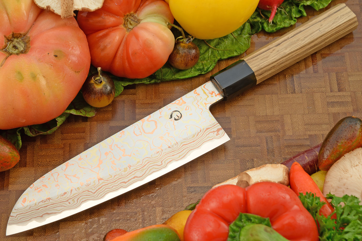 Chef's Knife (Santoku) - 7-1/8 in. (180mm) - Yu-Shoku, Oak and Buffalo Horn Handle