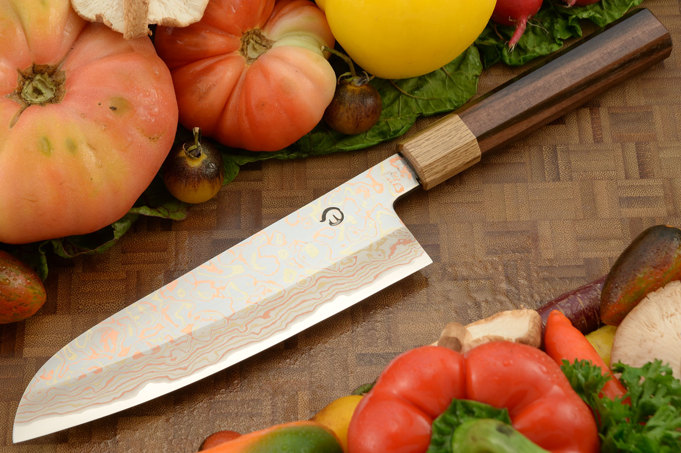 Chef's Knife (Santoku) - 7-1/8 in. (180mm) - Yu-Shoku, Ebony and Oak Handle