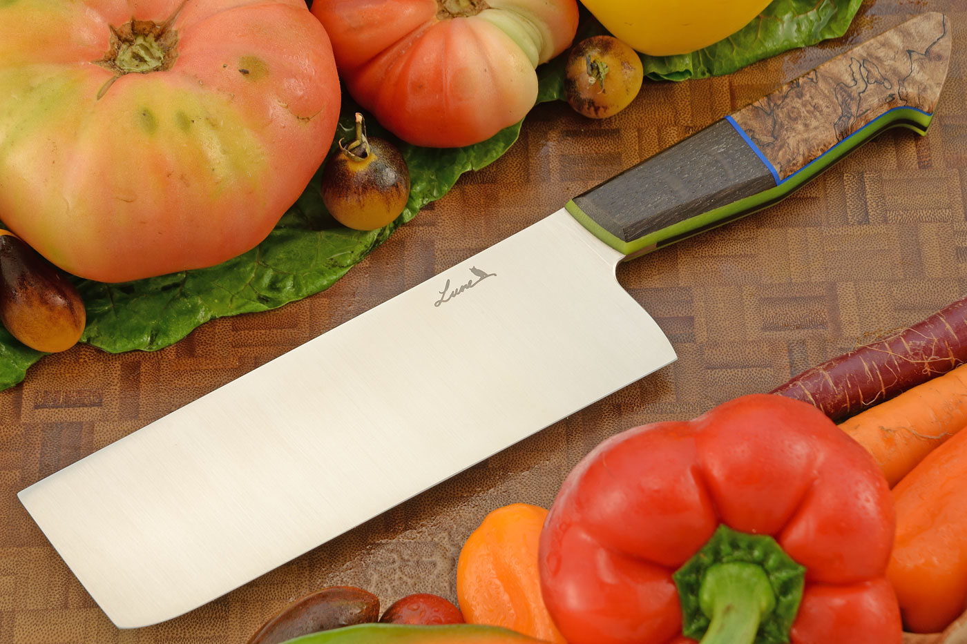 Nakiri (6-3/4 in.) with Spalted Maple and Ancient Bog Oak - AEB-L