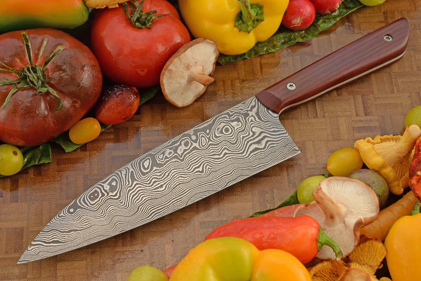Damascus Chef's Knife with Crosscut Micarta