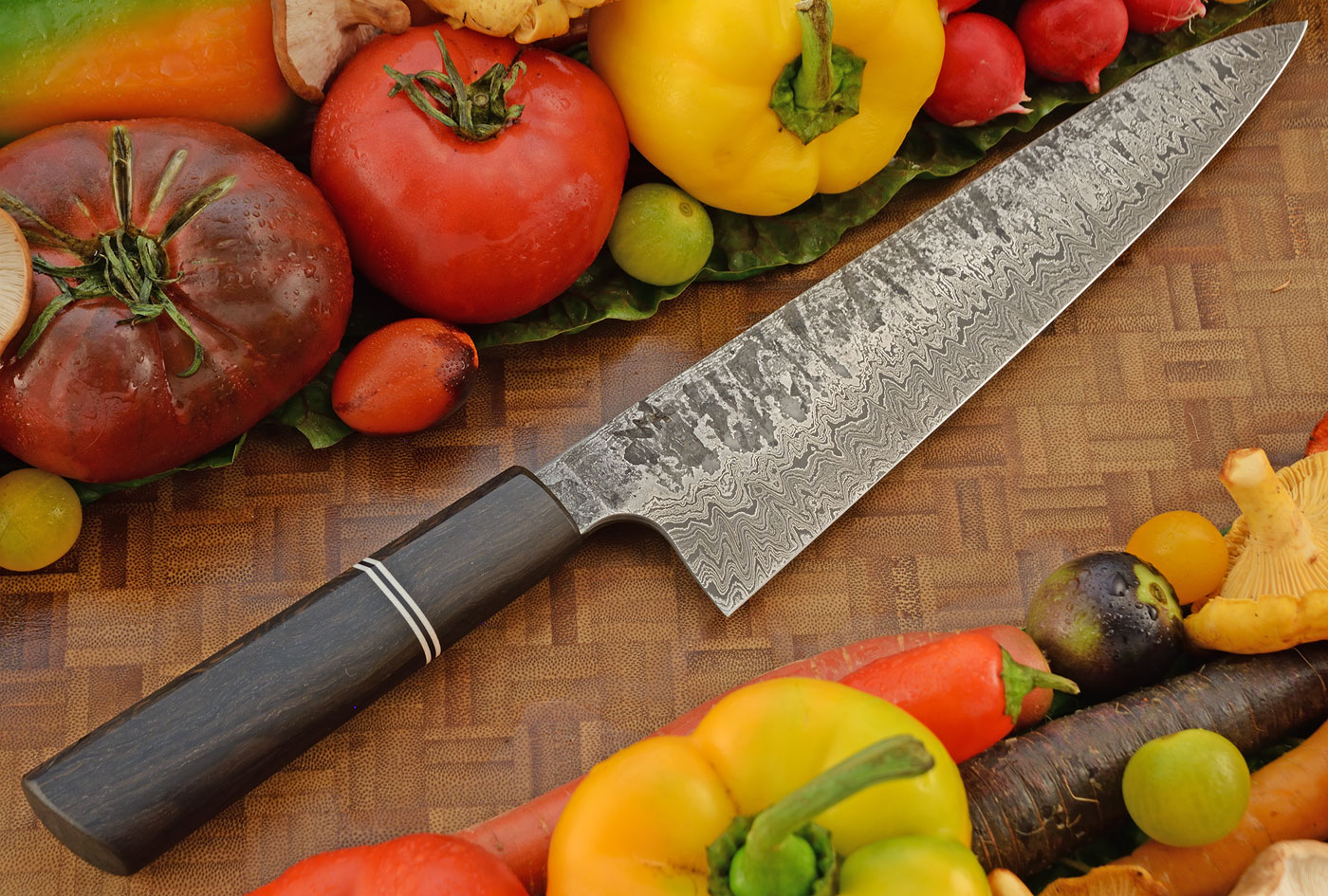 Damascus Chef's Knife with Ancient Bog Oak
