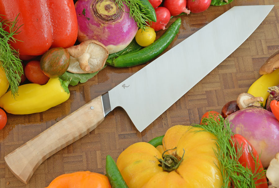 Kiritsuke Gyuto (8-1/2 in.) with Curly Maple and African Blackwood - Nitro-V
