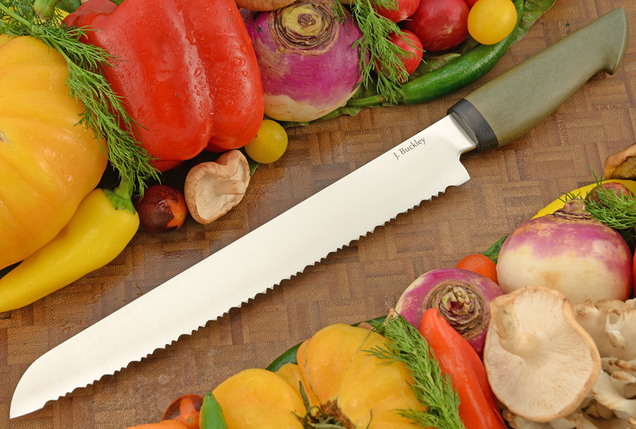 Bread Knife with Green Richlite - AEB-L