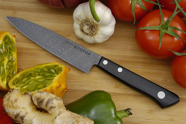Kyocera Kyotop Ceramic Damascus Utility Knife - Fruit Knife - 4  in. (KT-110-HIP-D)