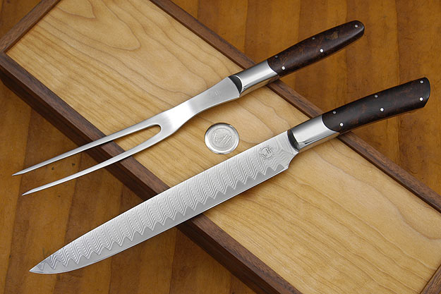 William Henry Forte Damascus Carving Set