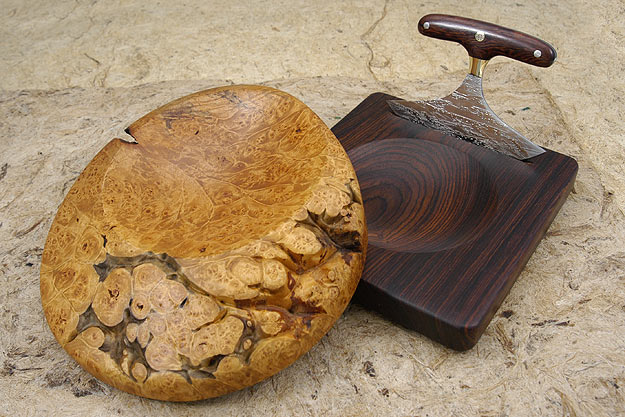 Cocobolo and Oregon Burl Presentation Mezzaluna