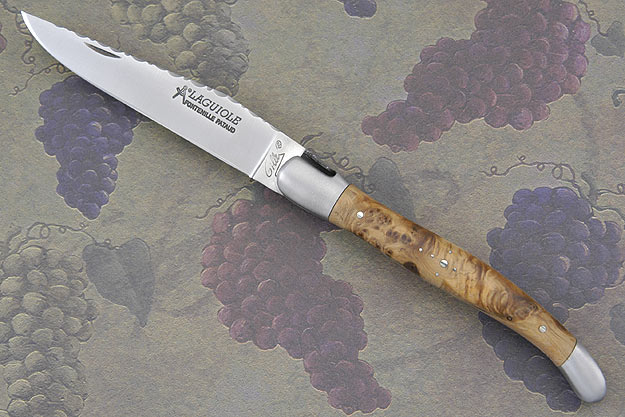 Laguiole Guilloché Picnic Knife, Juniper Burl