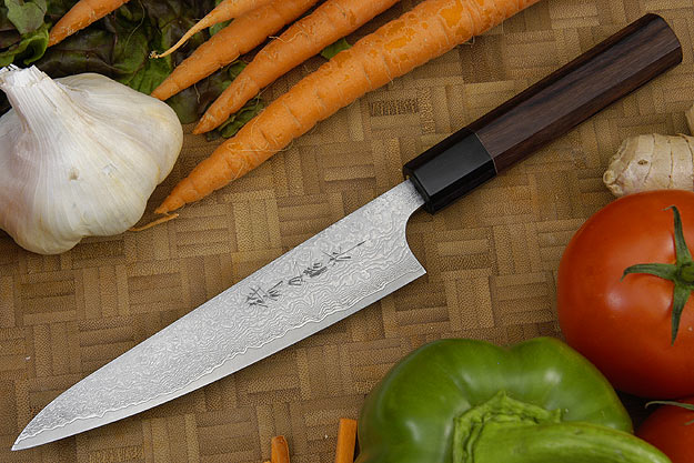 Asai Damascus Petit Gyuto/Utility Knife - 6 1/3 in. (160mm) with Saya