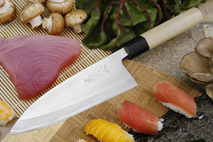 Tadafusa Aogami Professional Left-Handed Deba - 7 1/8 in. (180mm)