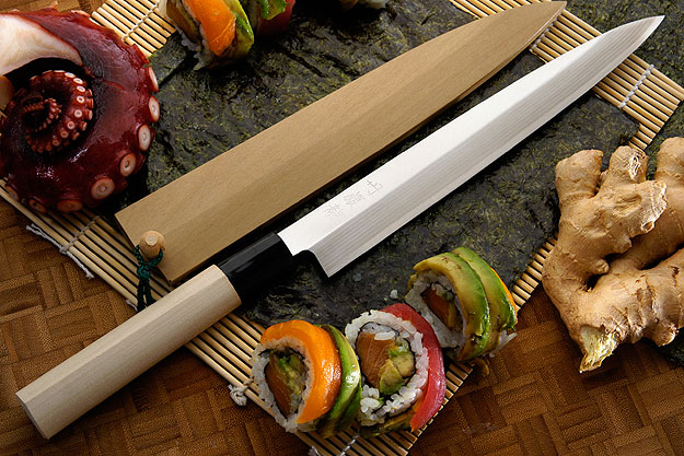Damascus Yanagiba with Saya, 210mm (8-1/4 in.)