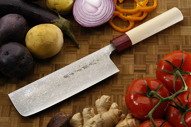 Asai Enji Damascus Chef's Knife - Nakiri - 6 3/4 in. (170mm)