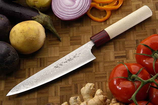 Asai Enji Damascus Slicing Knife - Petit Gyuto - 6 1/3 in. (160mm)