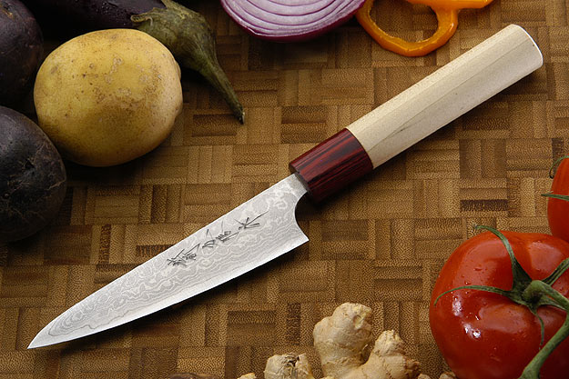 Asai Enji Damascus Petty (Utility) Knife - 4 3/4 in. (120mm)