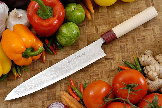 Asai Enji Damascus Slicer - Sujihiki - 9 1/2 in. (240mm)