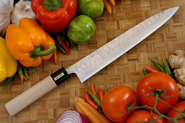 Hammer Finished Carving Knife - Sujihiki, Traditional - 9 1/2 in. (240mm)
