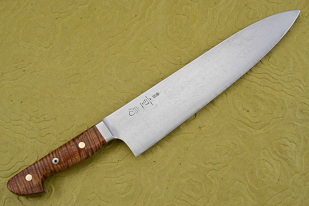 Western Chef's Knife with Curly Koa, Suminagashi - 240mm (9 1/2 in)