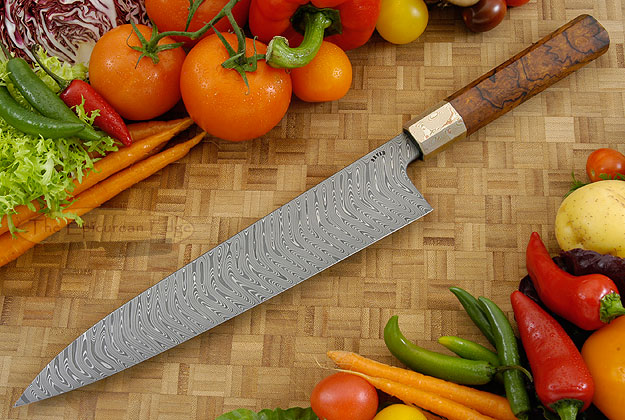 Chef's Knife - Gyuto (10-3/4 in.) with Chevron Damascus, Mokume Gane and Desert Ironwood