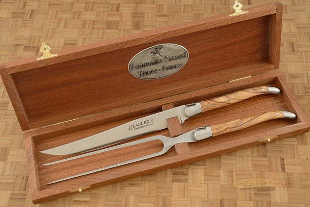 Laguiole Forged Carving Set with Olivewood