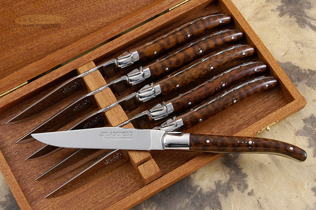 Laguiole Steak Knives, Set of 6 with Snakewood