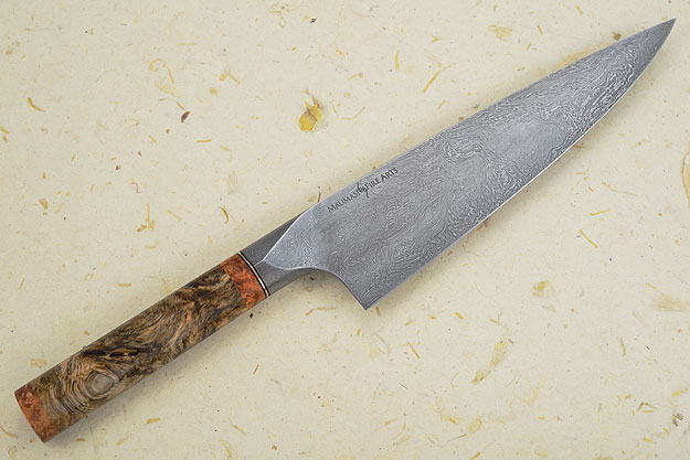 Chef's Knife (Gyuto) with Sindora, Amboyna Burl and Damascus (7-3/4 in.)