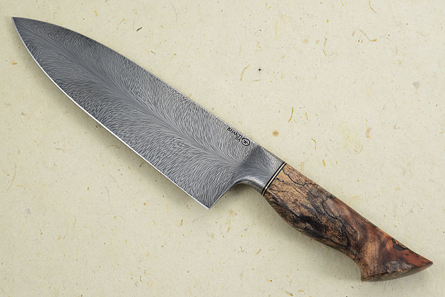 Chef's Knife (7-1/2 in.) with Spalted Maple and Feather Pattern Damascus