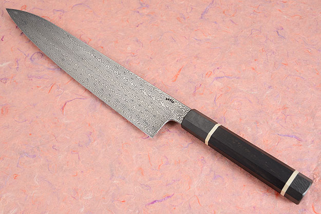 Chef's Knife (Gyuto) with Checkerboard Turkish Twist Damascus and Ebony (11-1/4