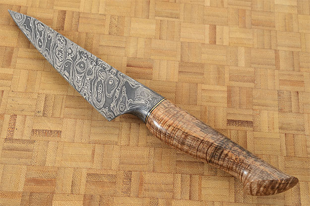 Utility/Boning Knife (Honesuki) with Curly Mango and Splash Damascus