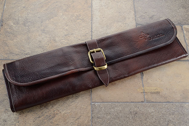 8 Slot Leather One Buckel Knife Roll - Brown (LB122)