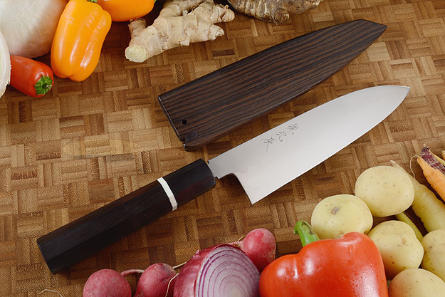 Honyaki Chef's Knife - Santoku, 180mm (7 1/8 in) with Saya