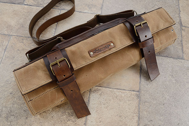 12 Slot Canvas Roll Knife Bag - Camel