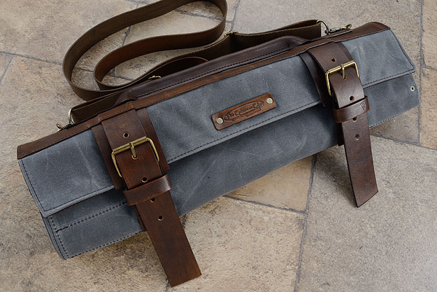 12 Slot Canvas Roll Knife Bag - Slate Grey