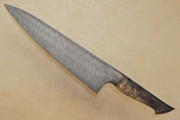 Chef's Knife with California Buckeye Burl and Damascus
