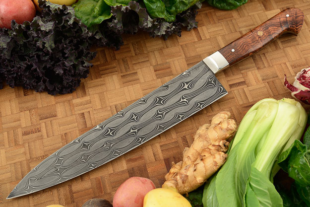 Chef's Knife (Gyuto) with Turkish Twist Damascus and Rosewood (9-3/4