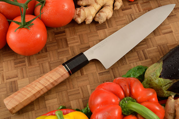 Chef's Knife (Gyuto) -- 8 in.  -- with Curly Maple -- AEB-L Stainless Steel