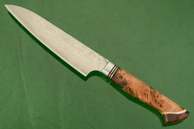 Utility Knife - Fruit - (135mm / 5-1/3 in) with Stainless Damascus and Maple Burl