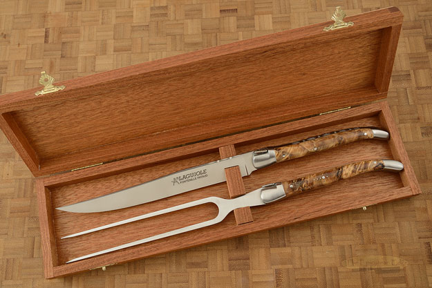 Laguiole Forged Carving Set with Poplar Burl