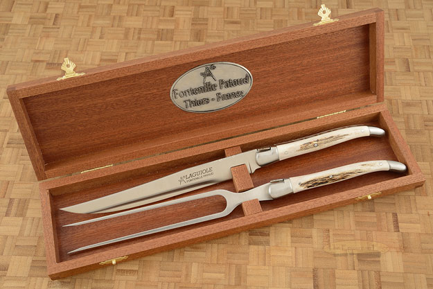 Laguiole Forged Carving Set with Stag