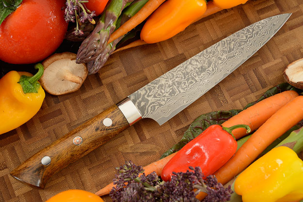 Damascus Slicing Knife (Petit Gyuto) - 150mm (6in) - with Ironwood